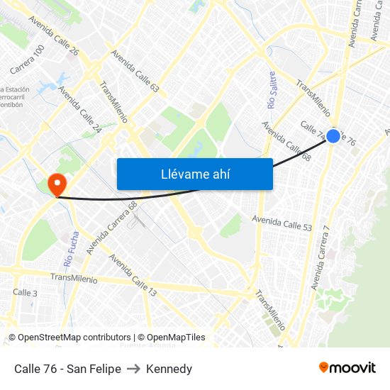 Calle 76 - San Felipe to Kennedy map