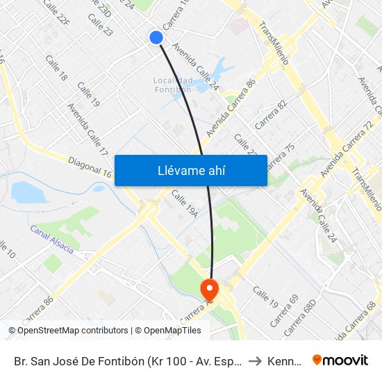 Br. San José De Fontibón (Kr 100 - Av. Esperanza) to Kennedy map