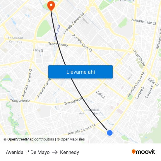 Avenida 1° De Mayo to Kennedy map