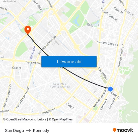 San Diego to Kennedy map