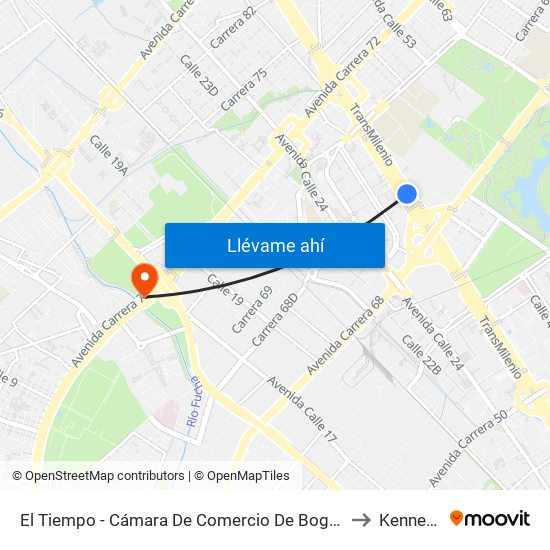 El Tiempo - Cámara De Comercio De Bogotá to Kennedy map