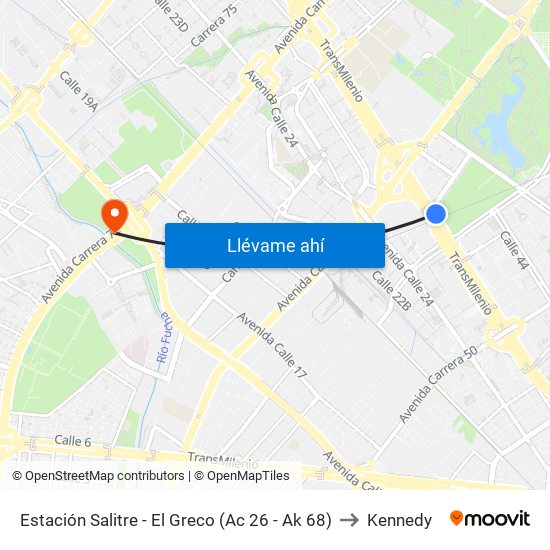 Estación Salitre - El Greco (Ac 26 - Ak 68) to Kennedy map