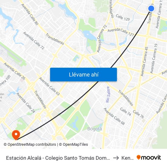 Estación Alcalá - Colegio Santo Tomás Dominicos (Auto Norte - Cl 136) to Kennedy map