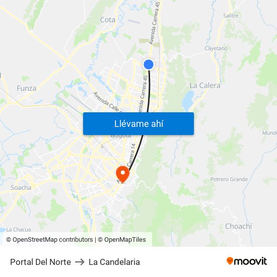 Portal Del Norte to La Candelaria map