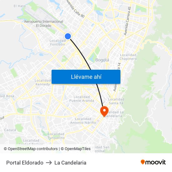 Portal Eldorado to La Candelaria map