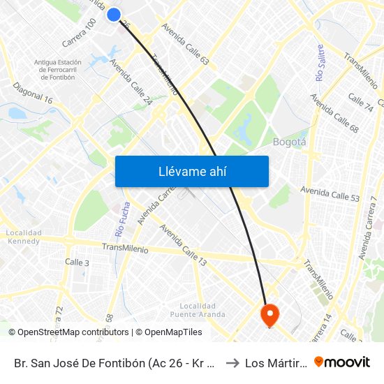 Br. San José De Fontibón (Ac 26 - Kr 96a) to Los Mártires map