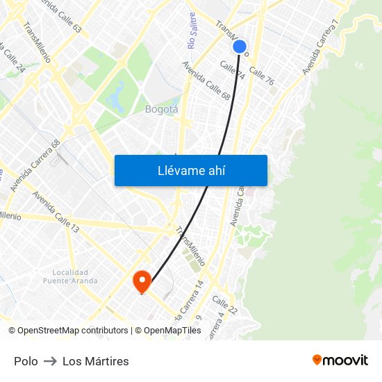 Polo to Los Mártires map