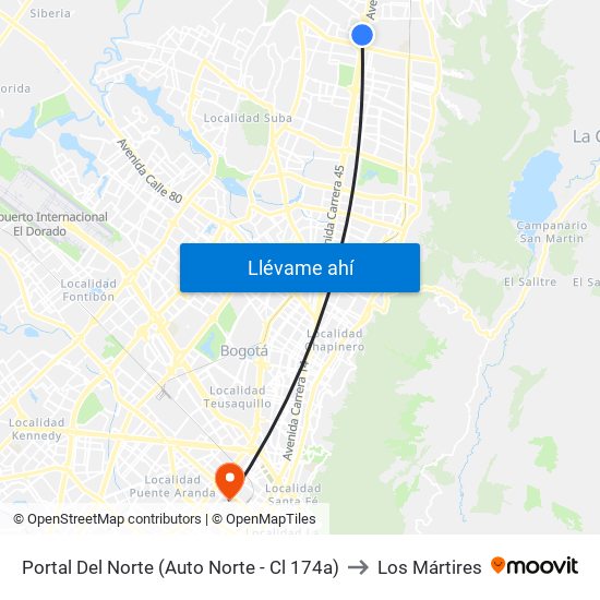 Portal Del Norte (Auto Norte - Cl 174a) to Los Mártires map