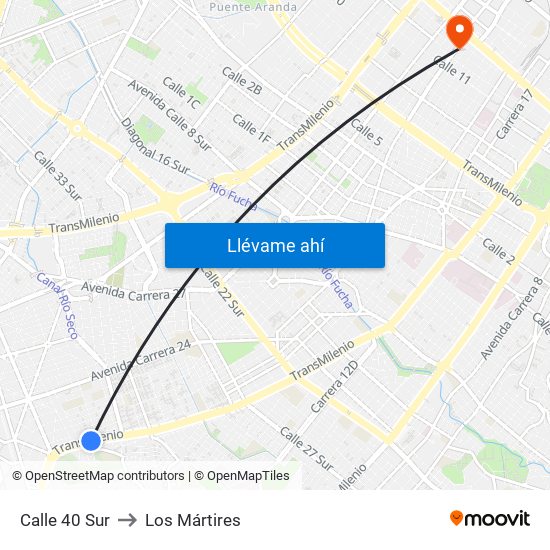 Calle 40 Sur to Los Mártires map