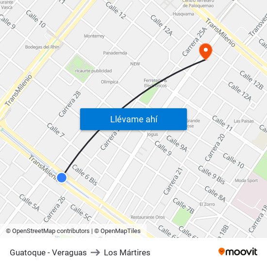 Guatoque - Veraguas to Los Mártires map