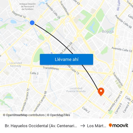 Br. Hayuelos Occidental (Av. Centenario - Kr 87) to Los Mártires map