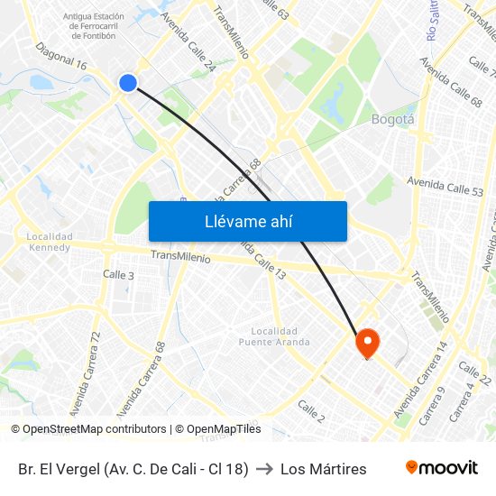 Br. El Vergel (Av. C. De Cali - Cl 18) to Los Mártires map