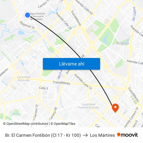 Br. El Carmen Fontibón (Cl 17 - Kr 100) to Los Mártires map