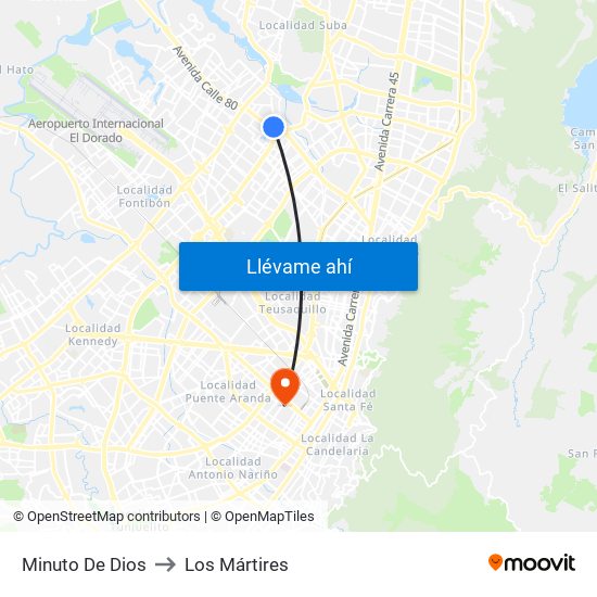 Minuto De Dios to Los Mártires map