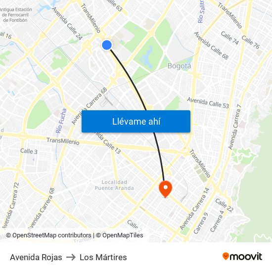 Avenida Rojas to Los Mártires map