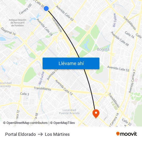 Portal Eldorado to Los Mártires map