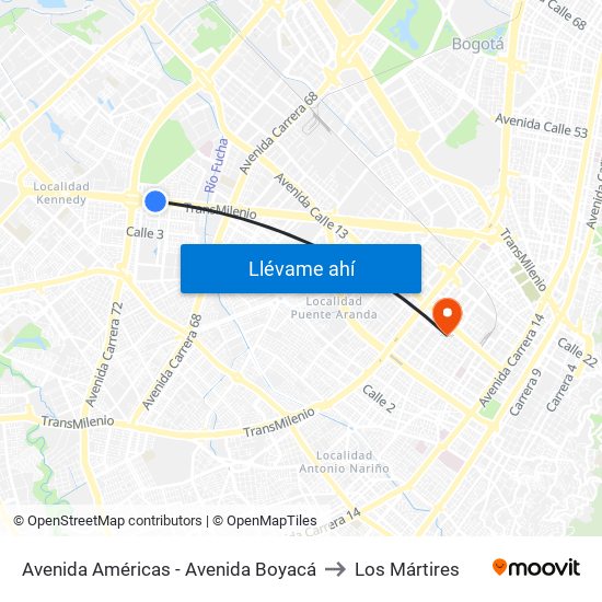 Avenida Américas - Avenida Boyacá to Los Mártires map