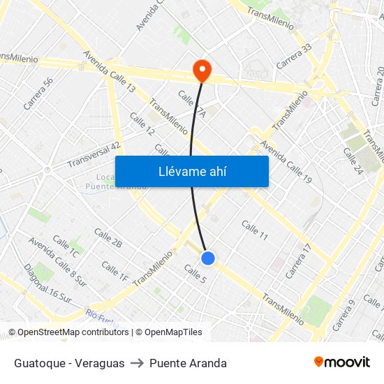 Guatoque - Veraguas to Puente Aranda map