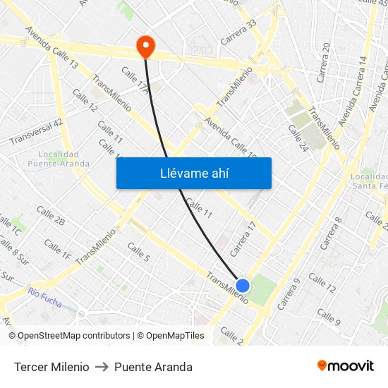 Tercer Milenio to Puente Aranda map