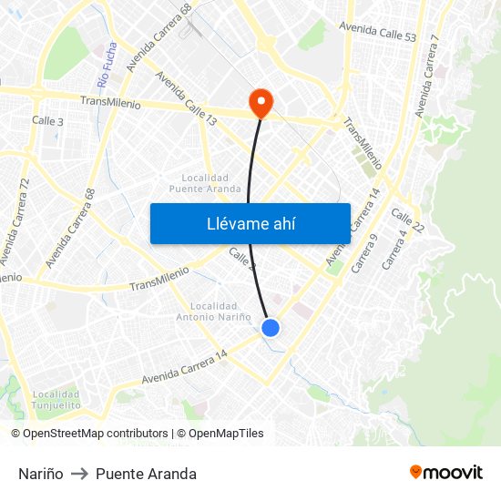 Nariño to Puente Aranda map