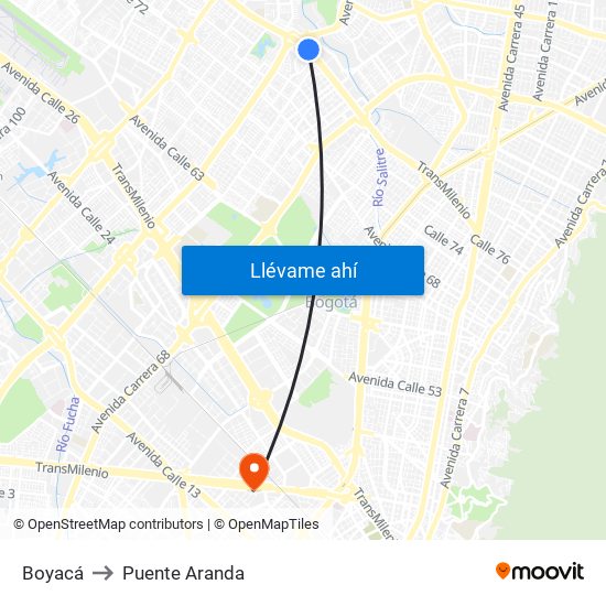 Boyacá to Puente Aranda map