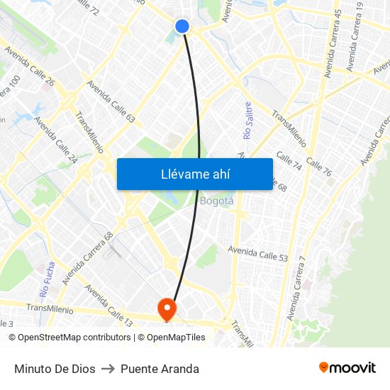 Minuto De Dios to Puente Aranda map