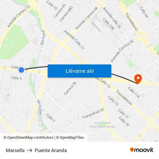 Marsella to Puente Aranda map