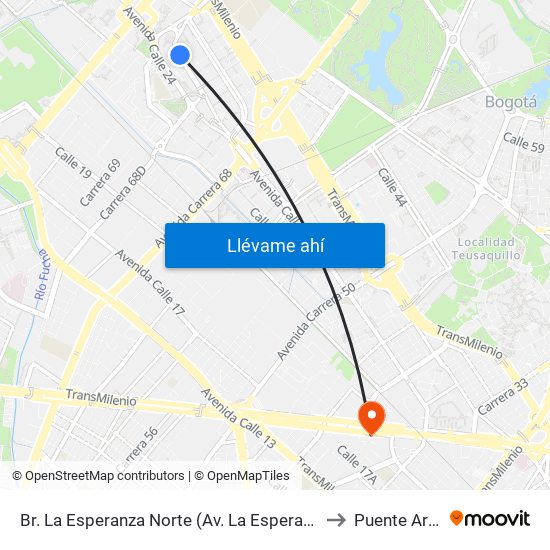 Br. La Esperanza Norte (Av. La Esperanza - Kr 69d) to Puente Aranda map