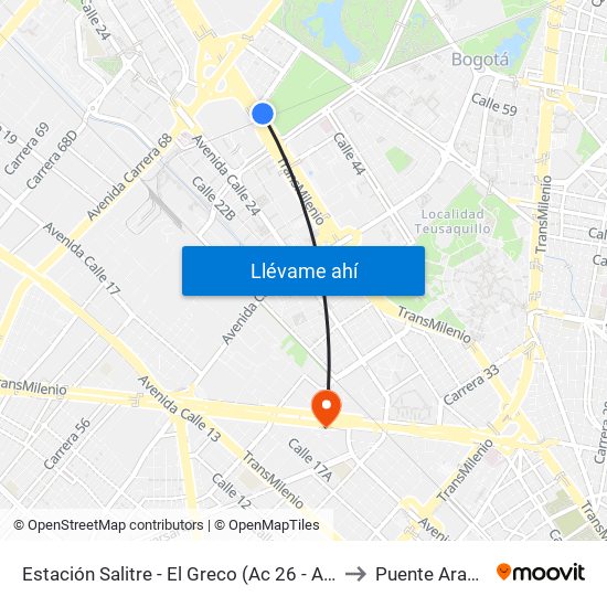 Estación Salitre - El Greco (Ac 26 - Ak 68) to Puente Aranda map