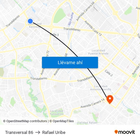 Transversal 86 to Rafael Uribe map