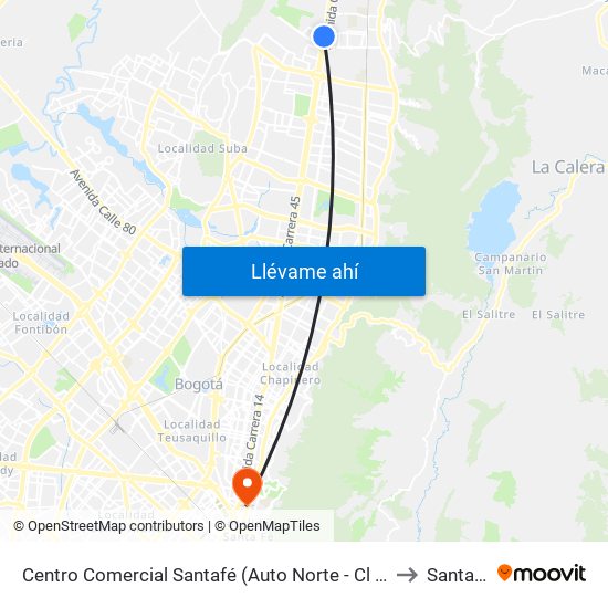 Centro Comercial Santafé (Auto Norte - Cl 187) (B) to Santa Fe map