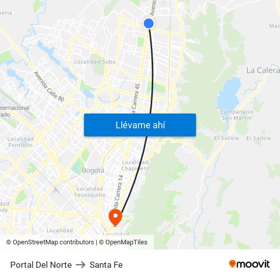 Portal Del Norte to Santa Fe map
