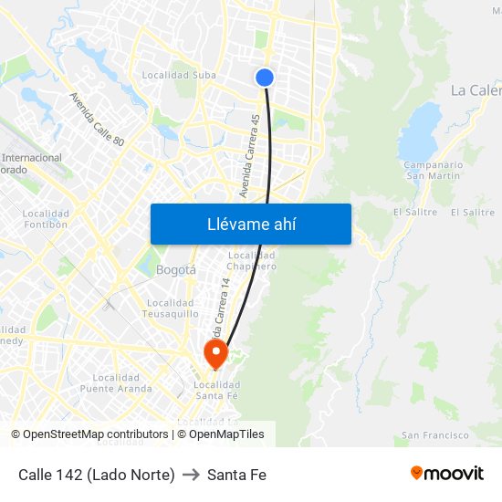 Calle 142 (Lado Norte) to Santa Fe map