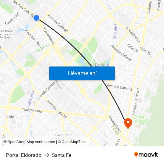 Portal Eldorado to Santa Fe map