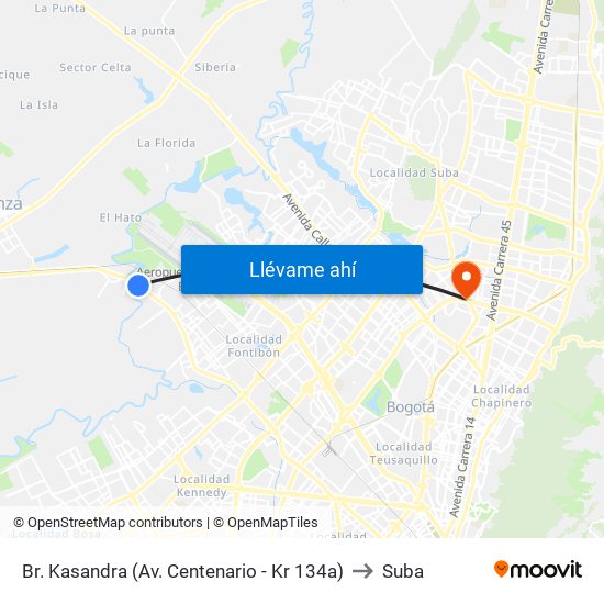 Br. Kasandra (Av. Centenario - Kr 134a) to Suba map