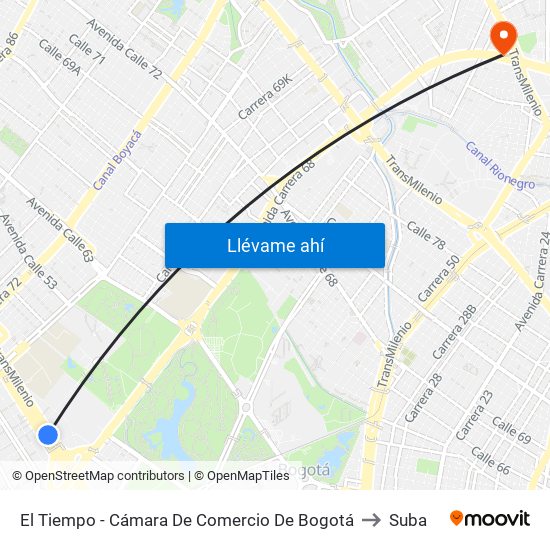 El Tiempo - Cámara De Comercio De Bogotá to Suba map