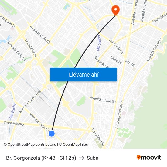 Br. Gorgonzola (Kr 43 - Cl 12b) to Suba map