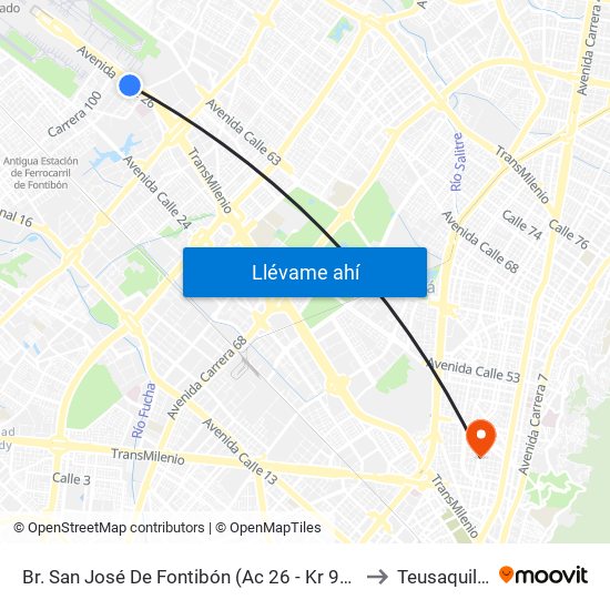 Br. San José De Fontibón (Ac 26 - Kr 96a) to Teusaquillo map