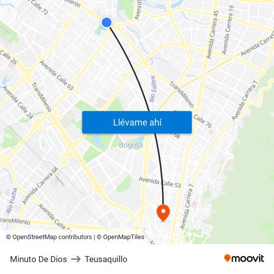Minuto De Dios to Teusaquillo map