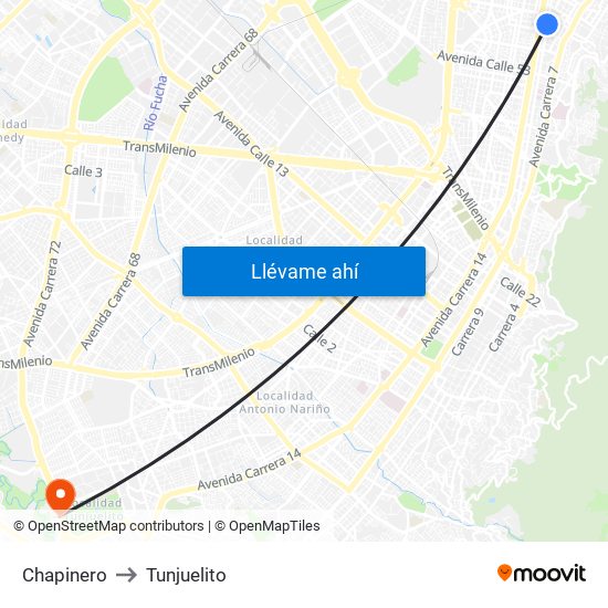 Chapinero to Chapinero map