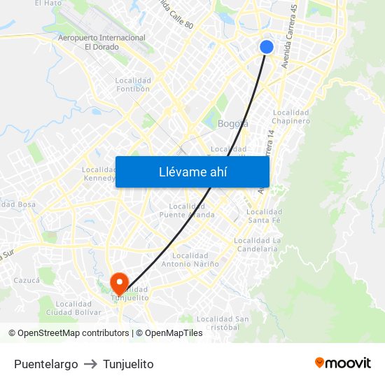 Puentelargo to Tunjuelito map
