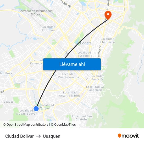 Ciudad Bolívar to Ciudad Bolívar map