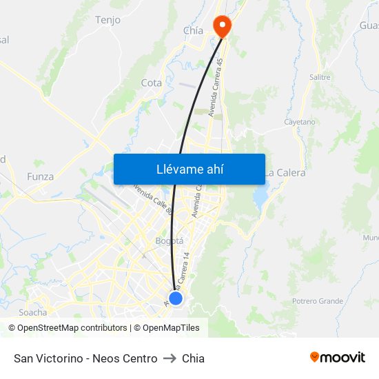 San Victorino - Neos Centro to Chia map