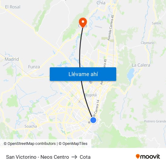 San Victorino - Neos Centro to Cota map