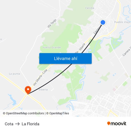 Cota to La Florida map