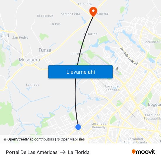 Portal De Las Américas to La Florida map