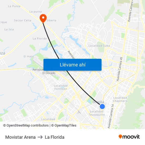 Movistar Arena to La Florida map