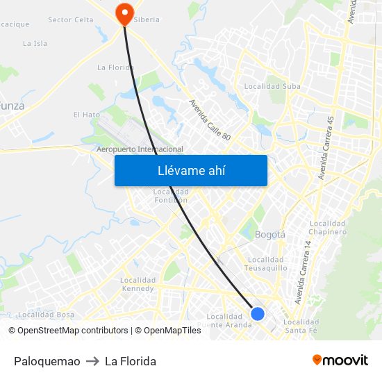 Paloquemao to La Florida map