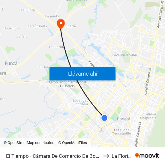 El Tiempo - Cámara De Comercio De Bogotá to La Florida map
