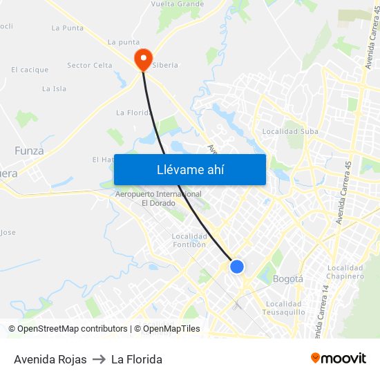 Avenida Rojas to La Florida map